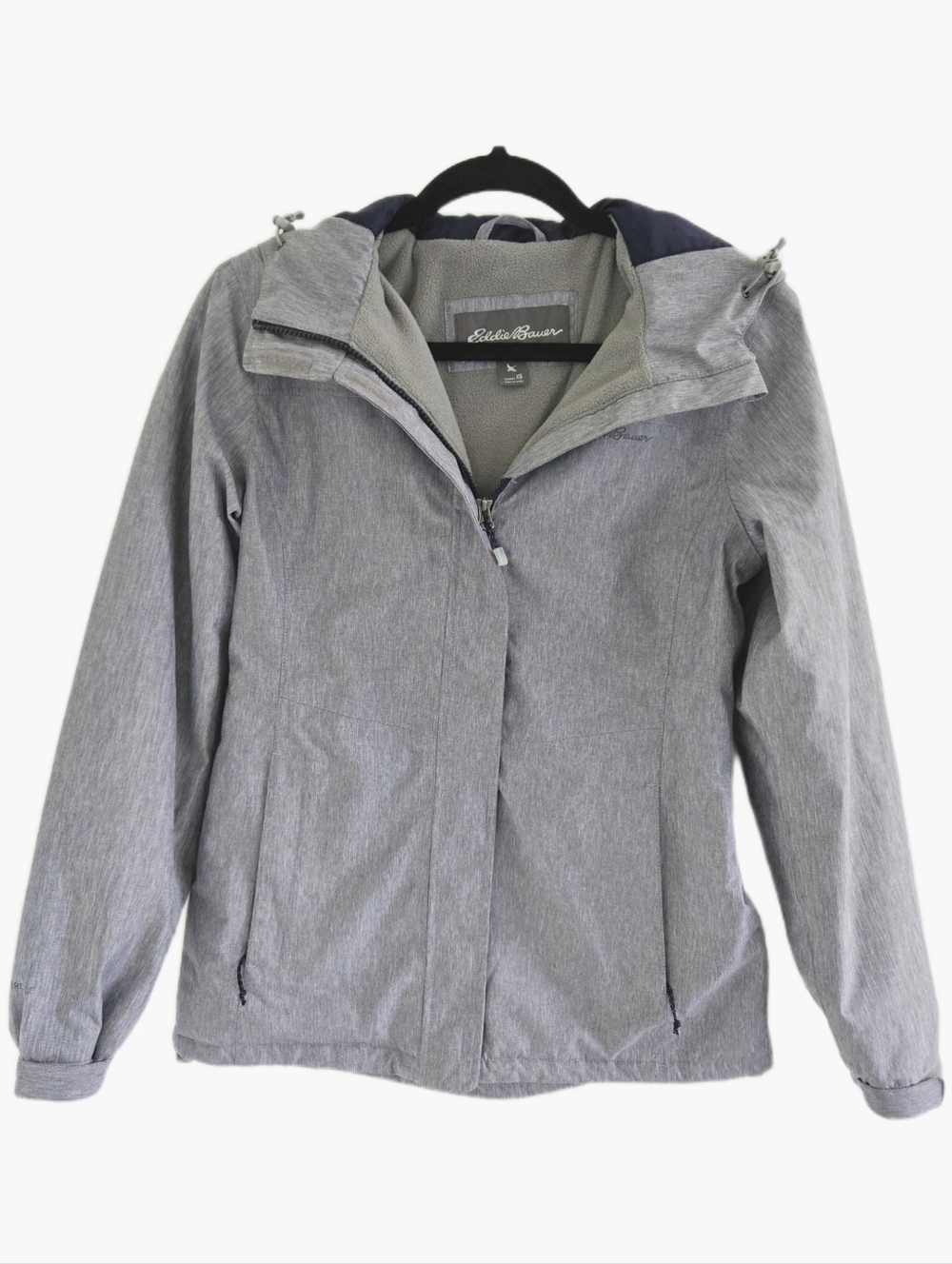 Eddie Bauer Light Heather Gray Hooded Ski Jacket - XS